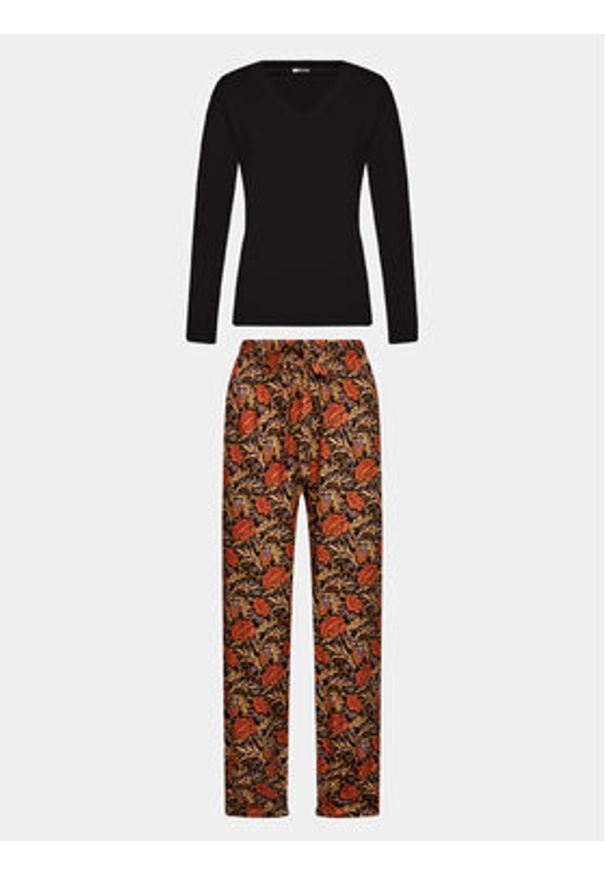 SELMARK - Selmark Piżama Flores P6973 Czarny Regular Fit. Kolor: czarny. Materiał: syntetyk