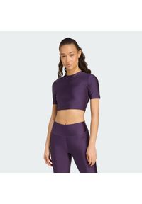 Adidas - Koszulka Workout Essentials Shine. Kolor: fioletowy. Technologia: ClimaCool (Adidas). Sport: fitness