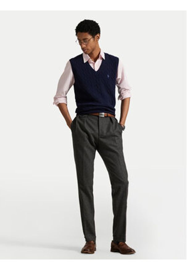 Polo Ralph Lauren Sweter 710974166001 Granatowy Regular Fit. Typ kołnierza: polo. Kolor: niebieski. Materiał: wełna