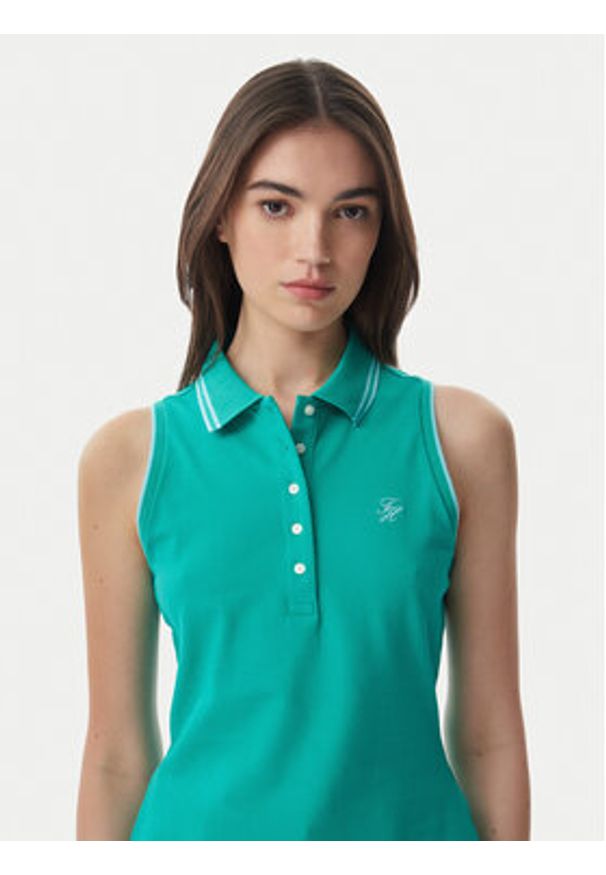 TOMMY HILFIGER - Tommy Hilfiger Polo 1985 WW0WW49561 Zielony Slim Fit. Typ kołnierza: polo. Kolor: zielony. Materiał: bawełna