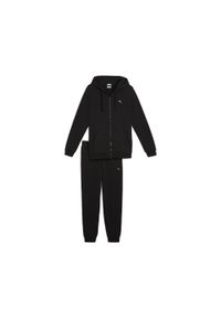 Puma - Męskie dres z kapturem PUMA Black. Kolor: czarny, brązowy, zielony, wielokolorowy. Materiał: dresówka. Wzór: haft, aplikacja