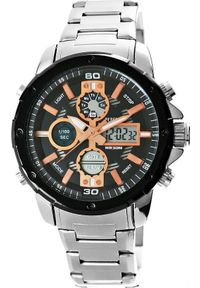 NoName - Zegarek Zegarek Męski Perfect A8026B-1 Dual Time Iluminacja i Fluorescencja #1