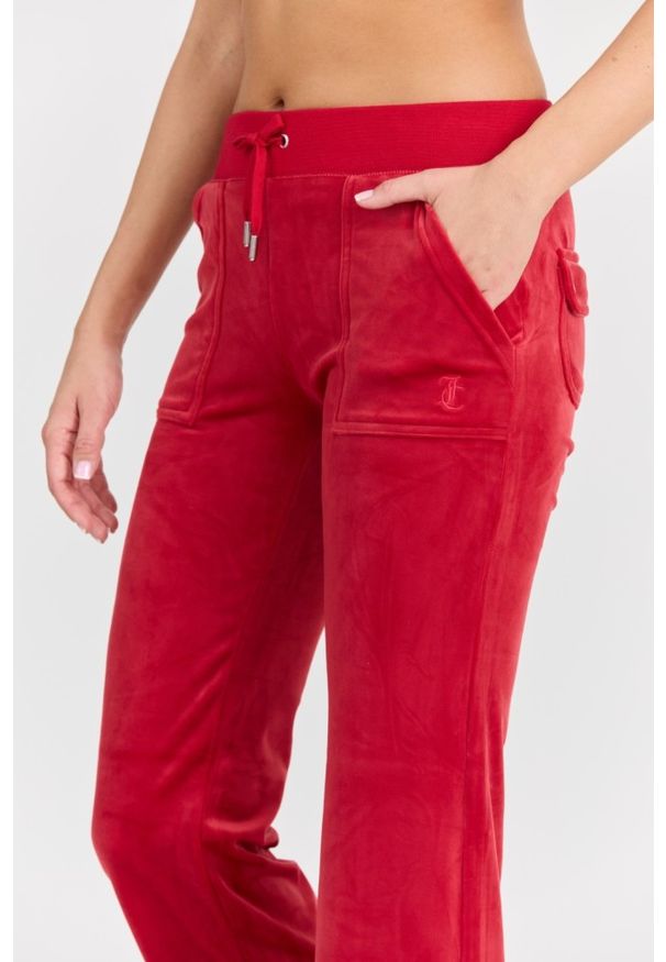 Juicy Couture - JUICY COUTURE Damskie czerwone dresowe spodnie Del Ray Pant. Kolor: czerwony. Materiał: dresówka. Długość: długie