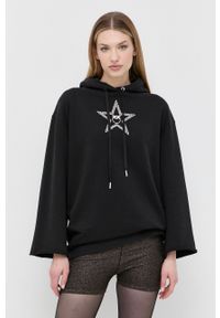 Pinko sukienka bawełniana kolor czarny mini oversize. Typ kołnierza: kaptur. Kolor: czarny. Materiał: bawełna. Długość rękawa: długi rękaw. Typ sukienki: oversize. Długość: mini #1