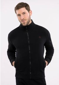 Volcano - Rozpinana bluza B-STRIPE. Typ kołnierza: bez kaptura, kołnierzyk stójkowy. Kolekcja: plus size. Kolor: niebieski. Materiał: materiał, bawełna, dresówka. Wzór: gładki, paski. Styl: klasyczny #1