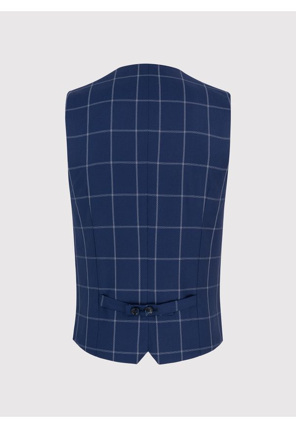 Pako Lorente - PAKO LORENTE – Granatowa kamizelka w jasną kratę. Okazja: na wesele, na ślub cywilny. Kolor: niebieski
