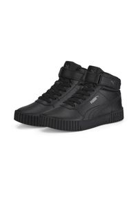 Puma - Damskie sneakersy Carina 2.0 Mid PUMA Black Dark Shadow Gray. Okazja: na plażę. Kolor: szary, wielokolorowy, czarny. Materiał: syntetyk, materiał, guma. Sezon: lato. Sport: turystyka piesza #1