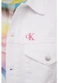 Calvin Klein Jeans bezrękawnik jeansowy J30J321576.PPYY męski kolor biały przejściowy. Kolor: biały. Długość rękawa: bez rękawów. Wzór: haft #4