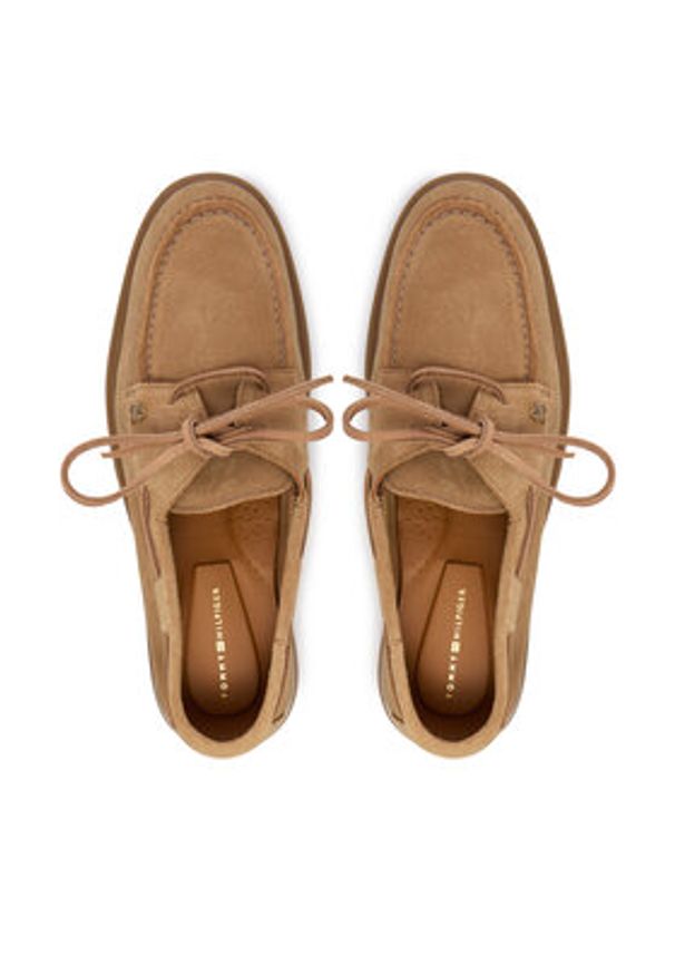 TOMMY HILFIGER - Tommy Hilfiger Półbuty Light Suede Boat Shoe FW0FW09337 Brązowy. Kolor: brązowy. Materiał: zamsz, skóra