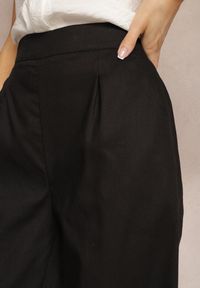 Renee - Czarne Spodnie z Bawełny i Lnem High Waist Kolalia. Stan: podwyższony. Kolor: czarny. Materiał: bawełna, len. Sezon: lato #5