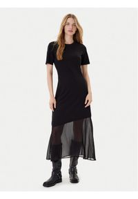 DKNY Sukienka codzienna P5GDFCNA Czarny Regular Fit. Okazja: na co dzień. Kolor: czarny. Materiał: syntetyk. Typ sukienki: proste. Styl: casual