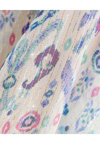 ROCOCO SAND - Niebieska spódnica maxi. Stan: podwyższony. Kolor: biały. Materiał: wiskoza. Wzór: nadruk, geometria, aplikacja
