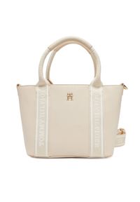 TOMMY HILFIGER - Tommy Hilfiger Torebka Th Logotape Mini Tote AW0AW17201 Écru. Materiał: skórzane