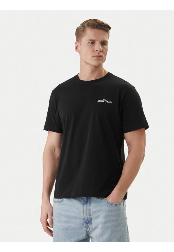 Guess Jeans T-Shirt M6GIB7 K8HM0 Czarny Regular Fit. Kolor: czarny. Materiał: bawełna