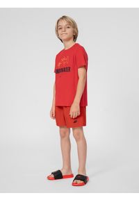 4f - 4F Spodenki kąpielowe boardshorty chłopięce 164 (13-14 lat). Okazja: na plażę. Kolor: czerwony. Materiał: tkanina, elastan, włókno. Sezon: lato #1