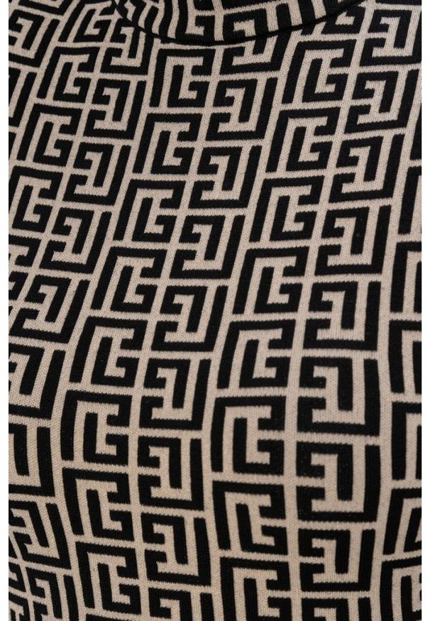 Balmain - BALMAIN Sukienka w czarny monogram. Typ kołnierza: kołnierzyk stójkowy. Kolor: wielokolorowy. Materiał: dzianina. Długość rękawa: długi rękaw