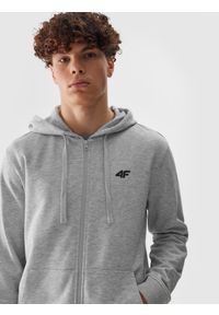 4f - 4F Bluza dresowa rozpinana z kapturem męska - szara XXL. Okazja: na co dzień. Typ kołnierza: kaptur. Kolor: szary. Materiał: dresówka. Wzór: gładki, ze splotem. Styl: sportowy, casual