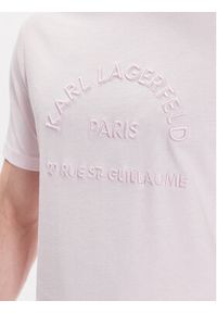 Karl Lagerfeld - KARL LAGERFELD T-Shirt Crew Neck 755053 532224 Różowy Regular Fit. Typ kołnierza: dekolt w karo. Kolor: różowy. Materiał: bawełna #4
