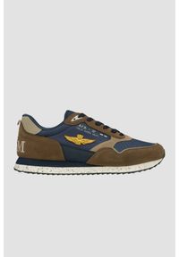 Aeronautica Militare - AERONAUTICA MILITARE Granatowo-brązowe sneakersy męskie, Rozmiar 43. Okazja: na co dzień. Kolor: niebieski #3