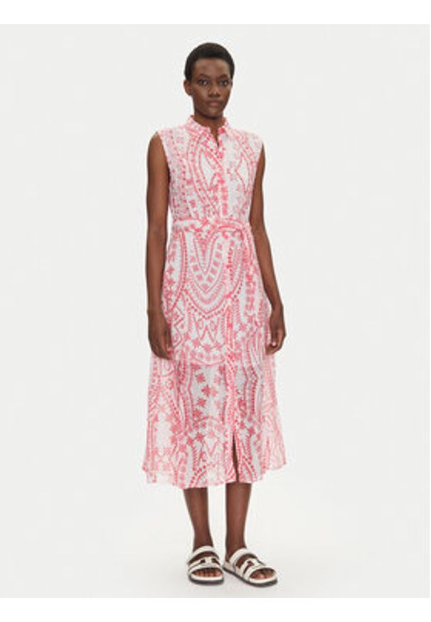 Iconique Sukienka koszulowa IC25-040 Różowy Regular Fit. Kolor: różowy. Materiał: bawełna. Typ sukienki: koszulowe