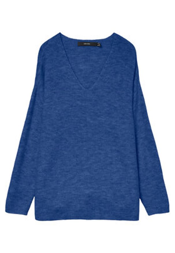 Vero Moda Sweter Crewlefile 10233357 Niebieski Loose Fit. Kolor: niebieski. Materiał: syntetyk