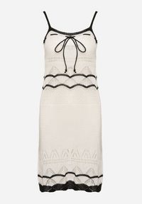 Born2be - Biała Szydełkowa Sukienka na Ramiączkach z Wiskozy z Metaliczną Nicią Filadria. Okazja: na co dzień. Kolor: biały. Materiał: wiskoza. Długość rękawa: na ramiączkach. Sezon: lato. Styl: casual, elegancki #2