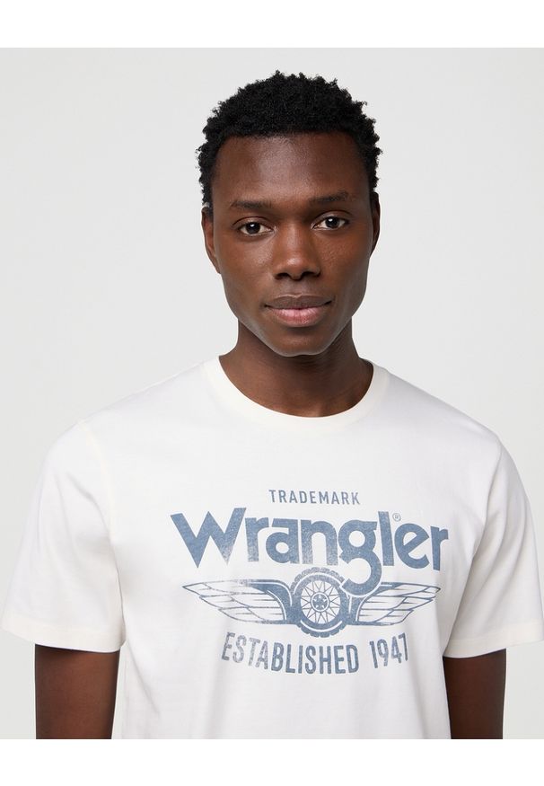Wrangler - MESKA KOSZULKA WRANGLER AMERICANA TEE WORN WHITE 112371417
