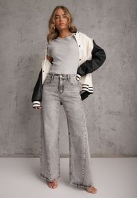 Renee - Szary Bawełniany T-shirt o Dopasowanym Kroju z Prążkowanego Materiału Lailya. Kolor: szary. Materiał: prążkowany, materiał, bawełna. Styl: elegancki #3