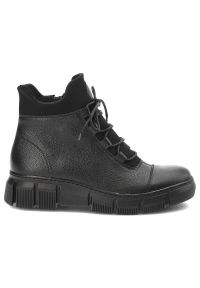 Czarne Botki Armodo Wygodne Obuwie Damskie. Okazja: na co dzień. Kolor: czarny. Materiał: skóra. Styl: casual, sportowy #6