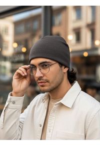 Sinsay - Czapka beanie basic z wiskozą 2 pack - szary. Kolor: szary. Materiał: wiskoza