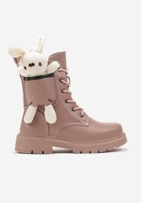 Born2be - Różowe Ocieplane Botki z Maskotką w Kieszonce Teminia. Okazja: na co dzień, na spacer. Zapięcie: sznurówki. Kolor: różowy. Materiał: jeans. Styl: klasyczny, casual, elegancki
