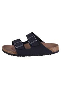 Klapki damskie Birkenstock Arizona. Zapięcie: bez zapięcia. Kolor: czarny. Materiał: syntetyk, materiał. Szerokość cholewki: normalna. Sport: turystyka piesza