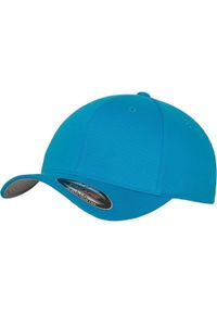 FLEXFIT - Wełniana Czesana Czapka Unisex. Kolor: niebieski. Materiał: wełna