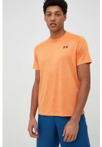 Under Armour t-shirt treningowy tech 2.0 kolor pomarańczowy gładki. Kolor: pomarańczowy. Materiał: skóra, materiał. Długość rękawa: raglanowy rękaw. Wzór: gładki #2