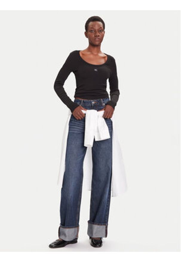 Calvin Klein Jeans Bluzka LV047D218G Czarny Slim Fit. Kolor: czarny. Materiał: bawełna