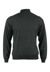 Golf Szary, Grafitowy, Ciemny, Klasyczny, Wełna Merynosa - MM Classic, Męski. Typ kołnierza: golf. Kolor: szary. Materiał: akryl, wełna. Styl: klasyczny #3