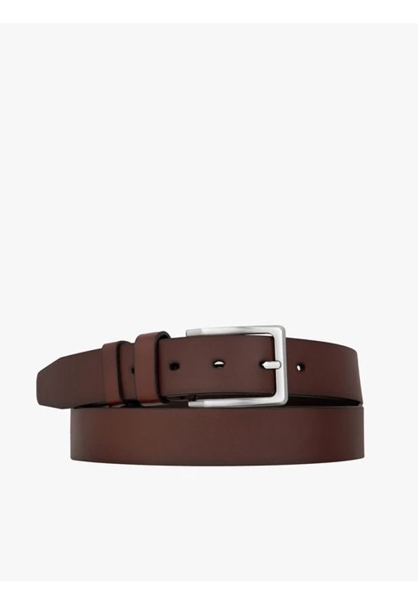 Ryłko - Ciemnobrązowy pasek ze skóry licowej. Kolor: brązowy. Materiał: skóra. Styl: klasyczny, street, elegancki
