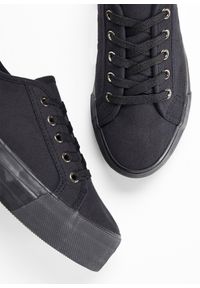 bonprix - Sneakersy na platformie z bawełnianego płótna. Kolor: czarny. Materiał: bawełna. Obcas: na platformie #3