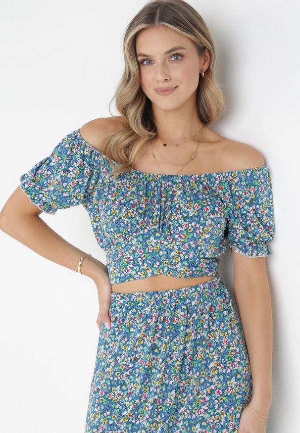 Born2be - Niebieski Komplet 2-częściowy z Topem i Spódnicą Elionome. Kolor: niebieski