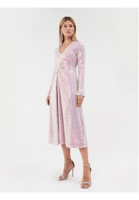 ROTATE Sukienka koktajlowa Sequin Midi 1113722208 Różowy Regular Fit. Kolor: różowy. Materiał: syntetyk. Styl: wizytowy. Długość: midi