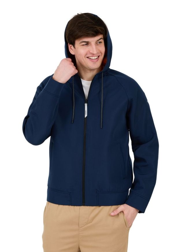 Guess - GUESS Granatowa męska bluza rozpinana z kapturem, Rozmiar M. Typ kołnierza: kaptur. Kolor: niebieski