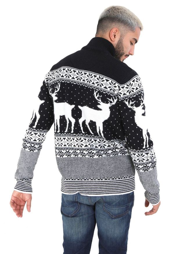 Granatowy Sweter Świąteczny, Norweskie Wzory - Brave Soul. Kolor: niebieski. Materiał: akryl. Styl: wizytowy
