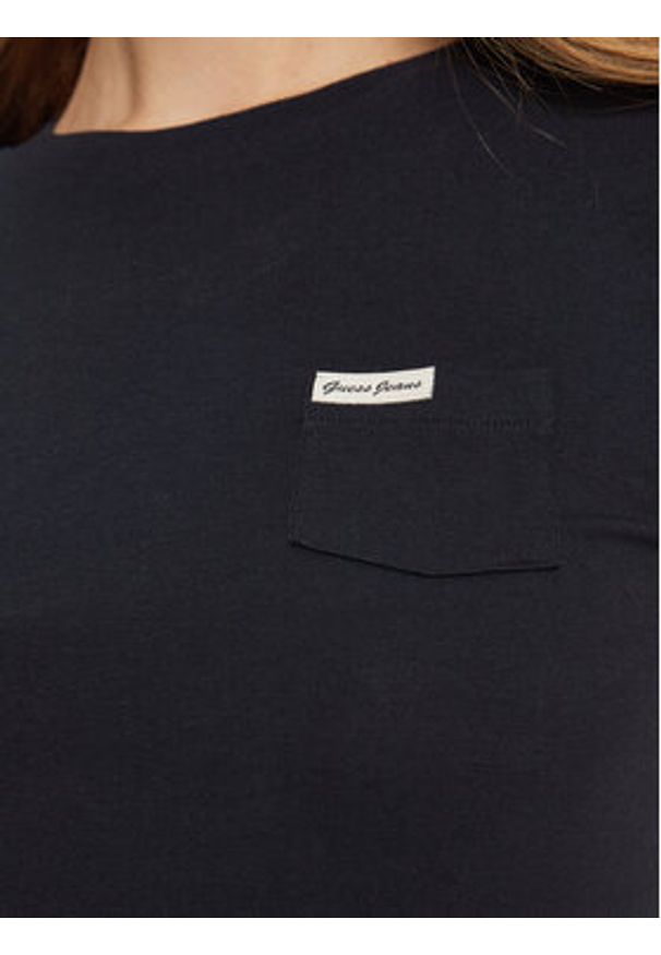 Guess Jeans T-Shirt W5RI52 J1314 Granatowy Slim Fit. Kolor: niebieski. Materiał: bawełna