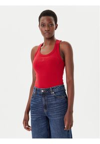 Hugo - HUGO Top Datamia 50514489 Czerwony Slim Fit. Kolor: czerwony. Materiał: bawełna