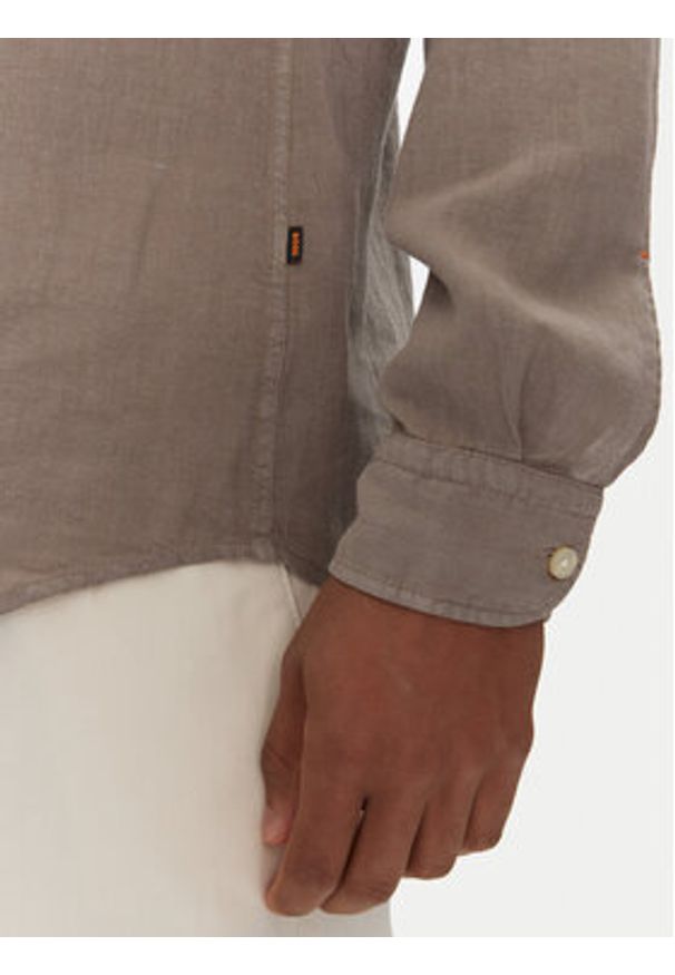 BOSS Koszula 50537369 Beżowy Regular Fit. Kolor: beżowy. Materiał: len