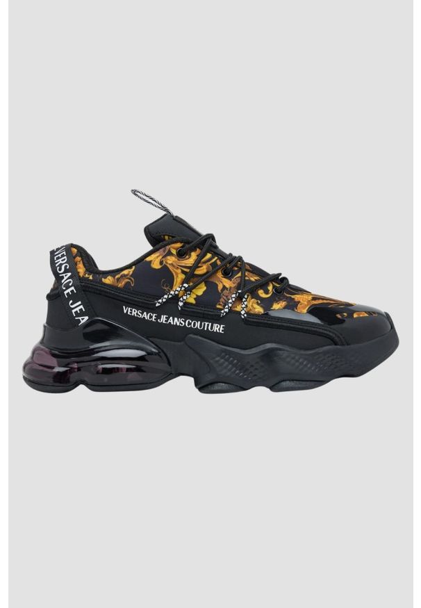 Versace Jeans Couture - VERSACE JEANS COUTURE Czarne męskie sneakersy Fondo Nomo Dis. 15. Kolor: czarny