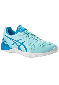 Buty do tenisa damskie Asics Conviction X. Zapięcie: sznurówki. Kolor: niebieski. Materiał: guma, syntetyk, materiał, skóra, tkanina. Szerokość cholewki: normalna. Sport: tenis