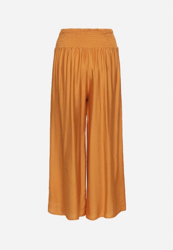 Born2be - Pomarańczowe Wiskozowe Szerokie Spodnie z Wysokim Stanem Orrilia. Okazja: na co dzień. Stan: podwyższony. Kolor: pomarańczowy. Materiał: wiskoza. Styl: casual, elegancki, klasyczny