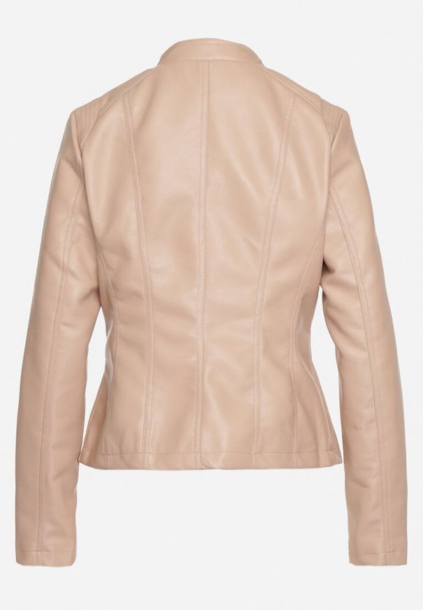 Born2be - Różowa Kurtka Ramoneska Ekoskóry z Kieszeniami na Suwaki Leobia. Kolor: różowy. Materiał: jeans. Długość rękawa: długi rękaw. Długość: długie. Styl: elegancki, rockowy