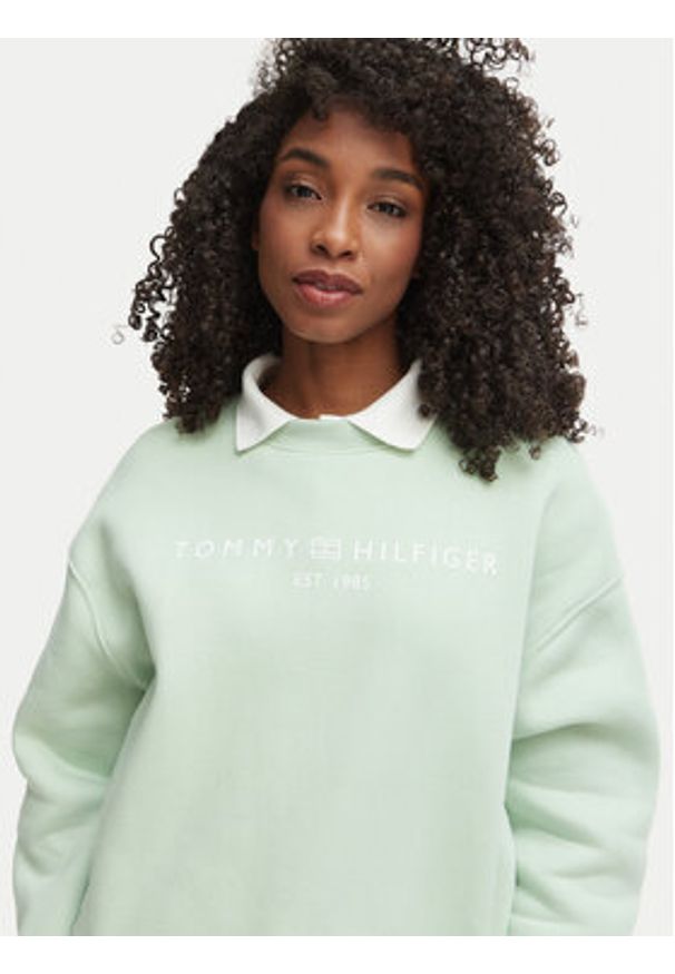 TOMMY HILFIGER - Tommy Hilfiger Bluza WW0WW47831 Zielony Regular Fit. Kolor: zielony. Materiał: bawełna